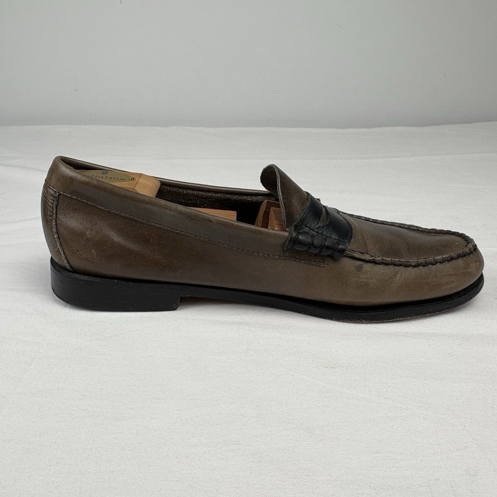 GH Bass & Co Weejuns "Leo" Penny Loafers 11.5D Gray/Black Handcrafted Leather - Picture 5 of 16